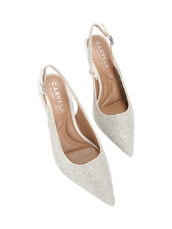 Carvela Corletta Embellished Pointed Slingback Heeled Courts, White - view 2, White