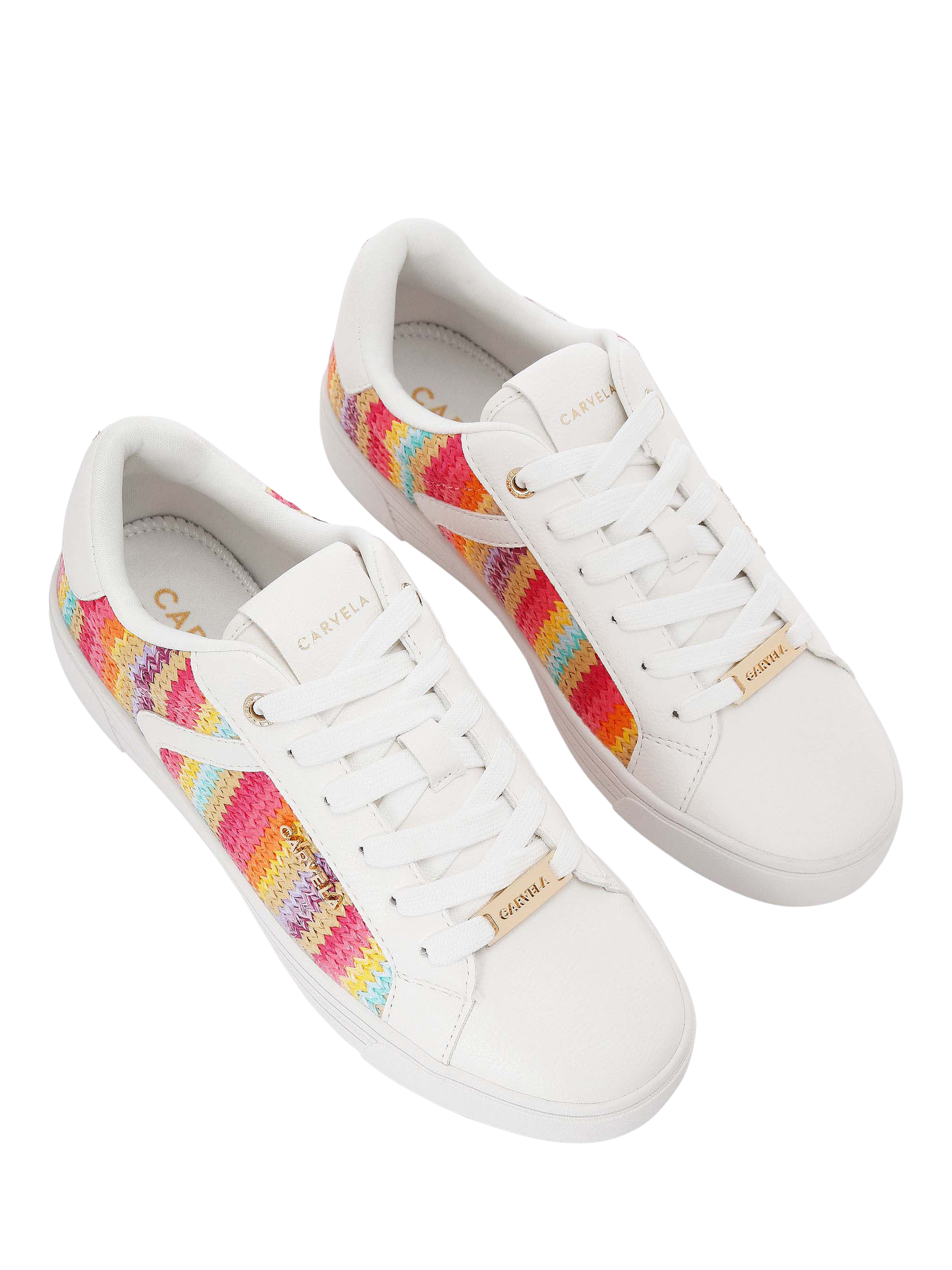 Product image 3 of 5, which shows Carvela Daze Stripe Lace Up Trainers, Multi, 3