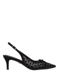 Carvela Positano Polka Dot Mesh Pointed Slingback Courts, Black
