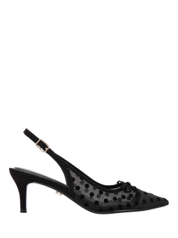 Carvela Positano Polka Dot Mesh Pointed Slingback Courts, Black