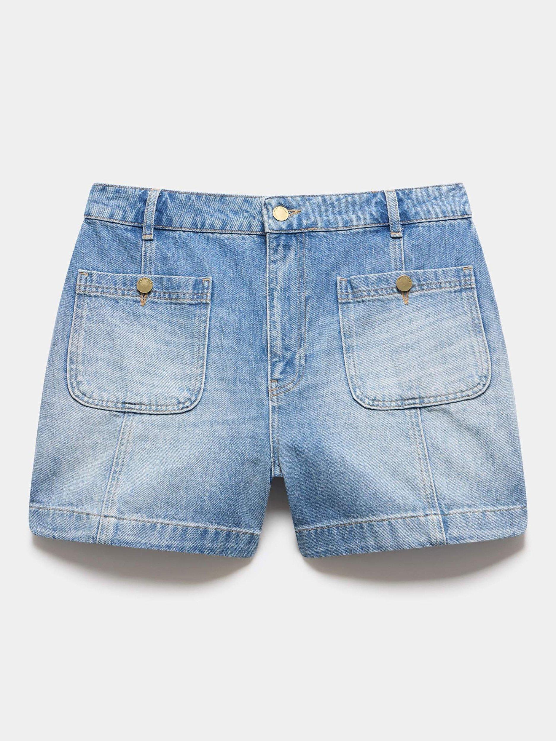 Product image 7 of 8, which shows Mint Velvet High Waist Denim Shorts, Blue/Multi, 16