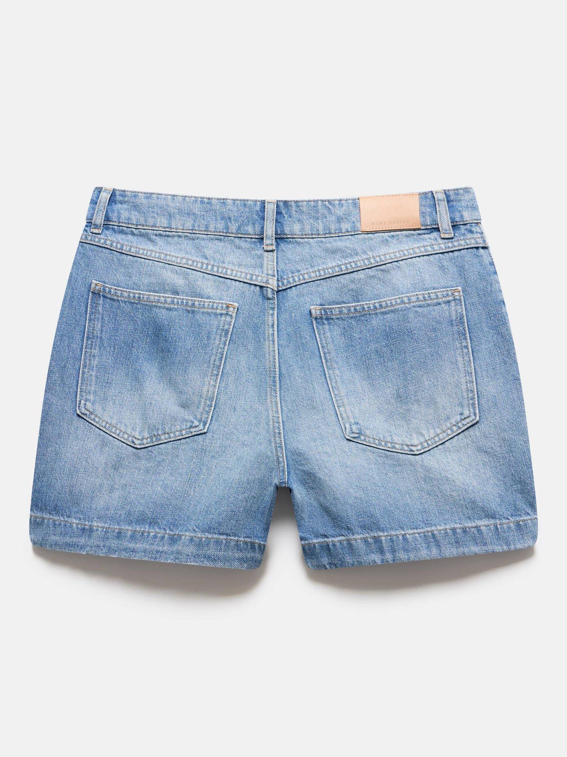 Product image 8 of 8, which shows Mint Velvet High Waist Denim Shorts, Blue/Multi, 16
