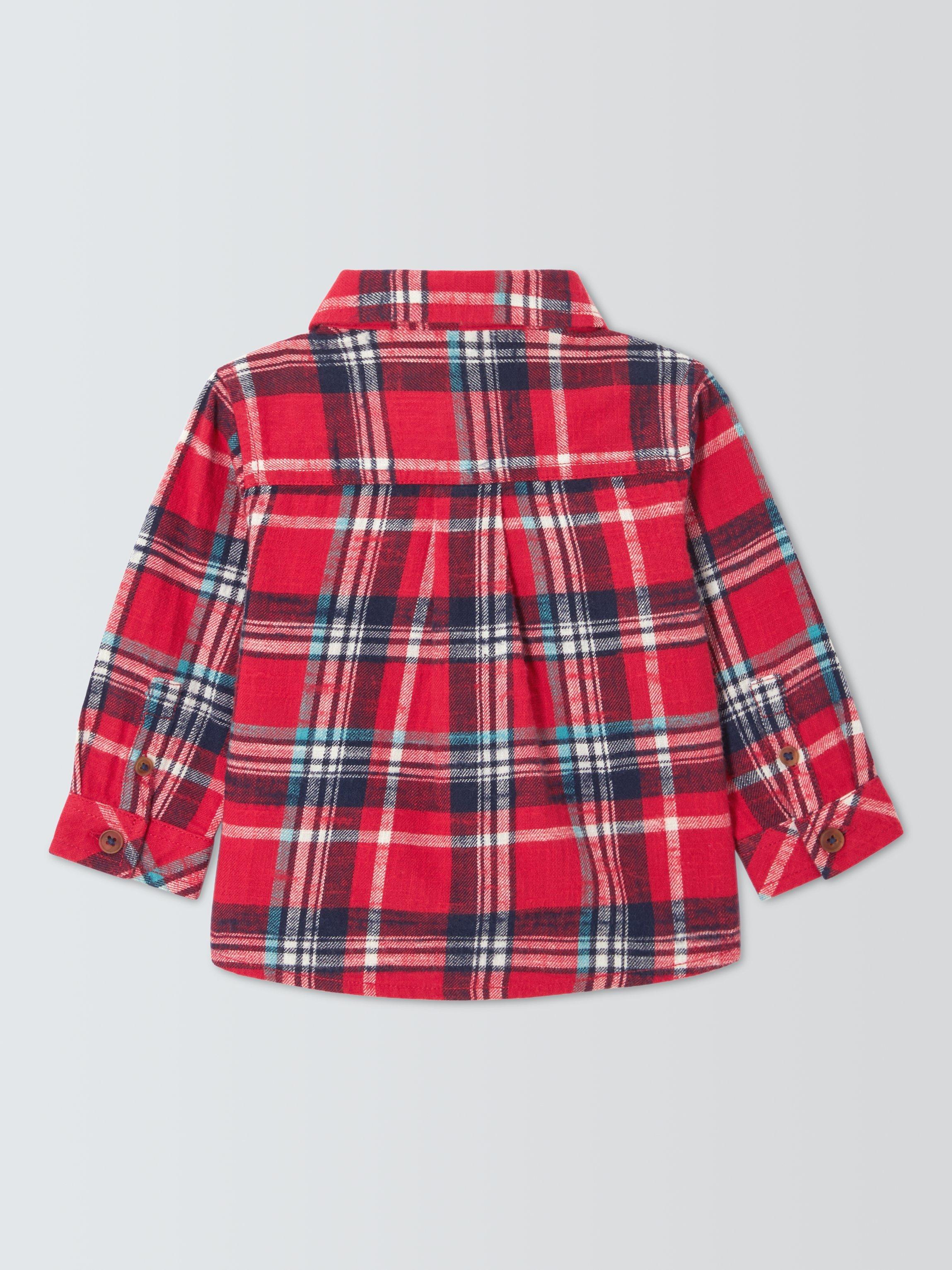 Product image 2 of 3, which shows John Lewis Baby Check Shirt, Red, 0-3 months