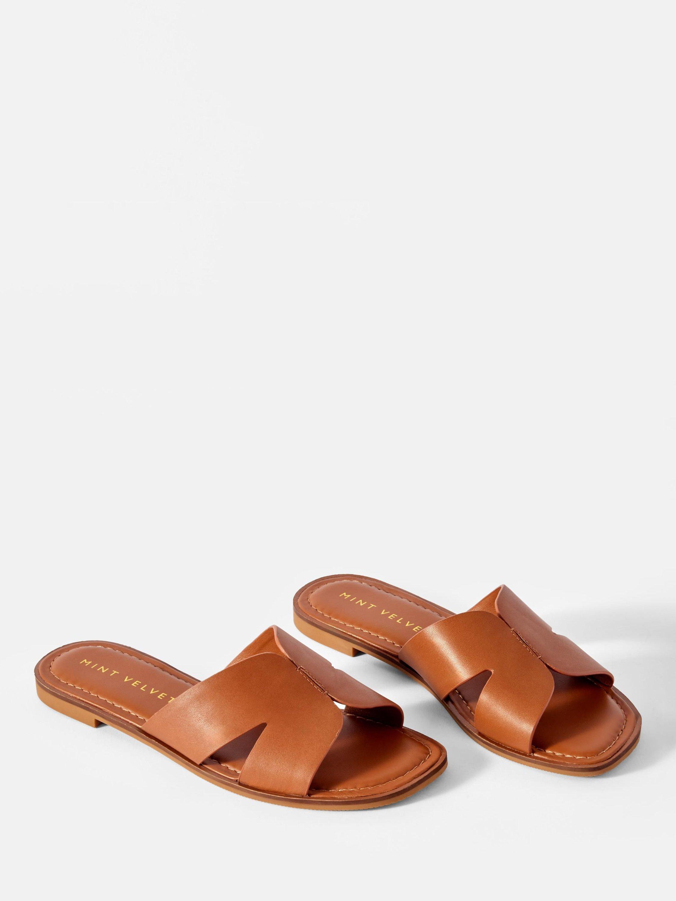 Product image 11 of 11, which shows Mint Velvet Leather Flat Sandals, Brown Tan, 4