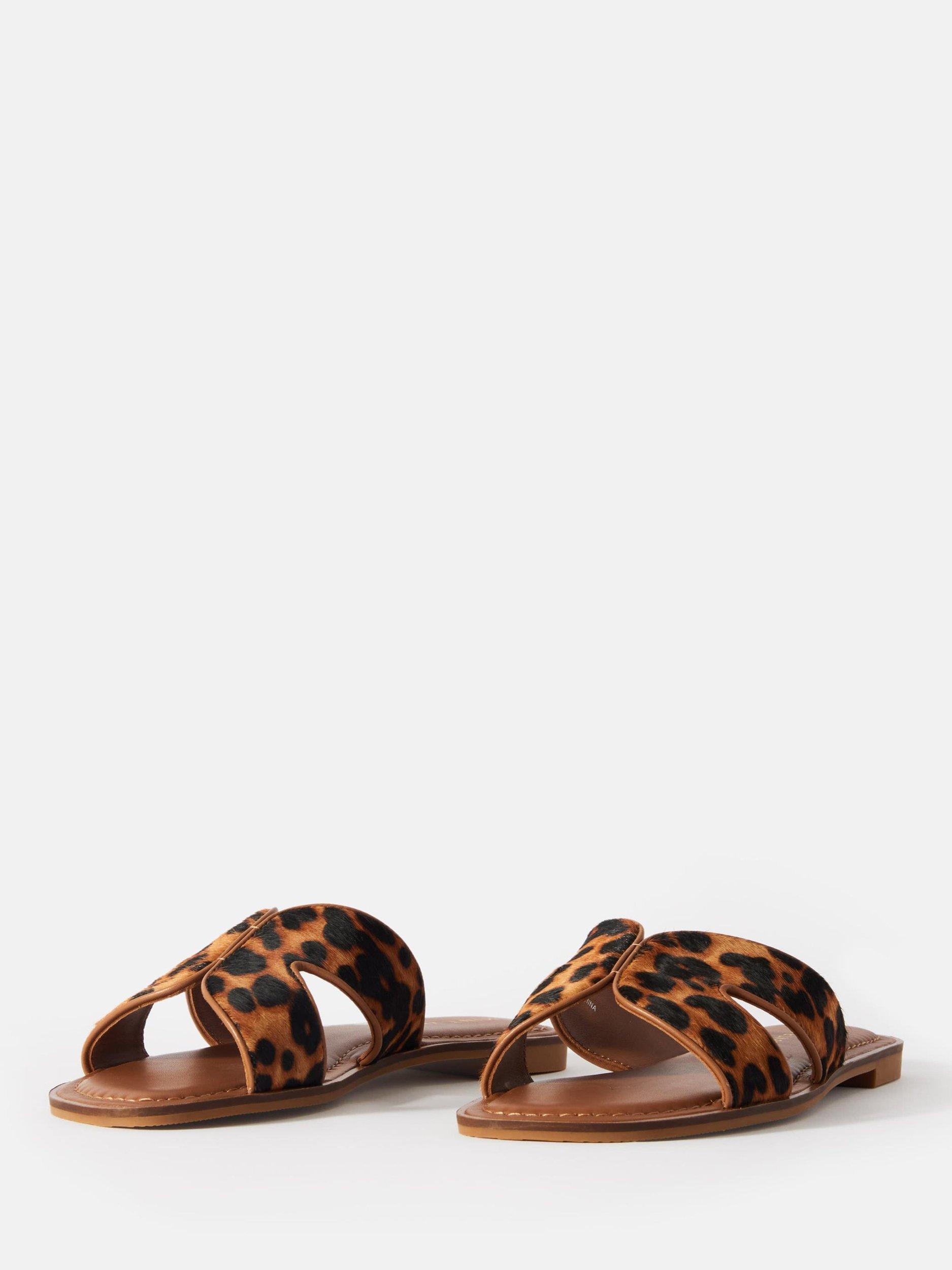 Product image 3 of 3, which shows Mint Velvet Leopard Print Slip-On Shoes, Natural, 4