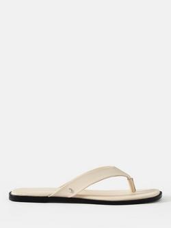Mint Velvet Leather Flip Flops, Natural Cream