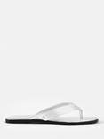 Mint Velvet Leather Flip Flops, Silver