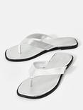 Mint Velvet Leather Flip Flops, Silver