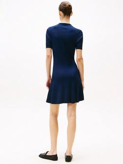 Tommy Hilfiger Ribbed Mini Polo Dress, Dark Night Navy - view 2, Dark Night Navy