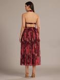 Lace & Beads Blossom Tulle Halterneck Top, Red Multi