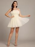 Lace & Beads Nanita Pleated Tulle Strapless Mini Dress, White, White