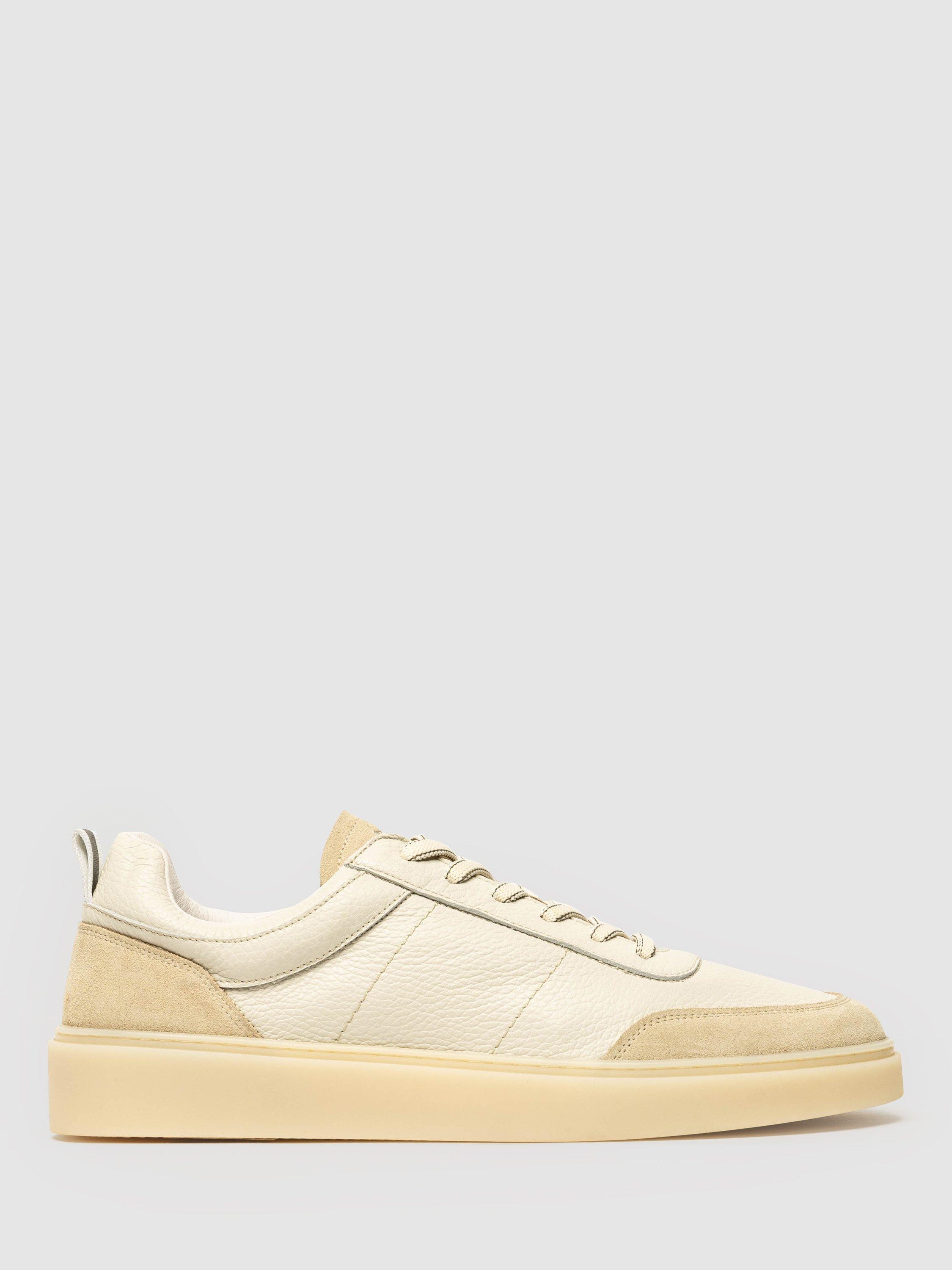 Product image 1 of 9, which shows Rodd & Gunn Vermont Leather Lace Up Trainers, Cream, 7