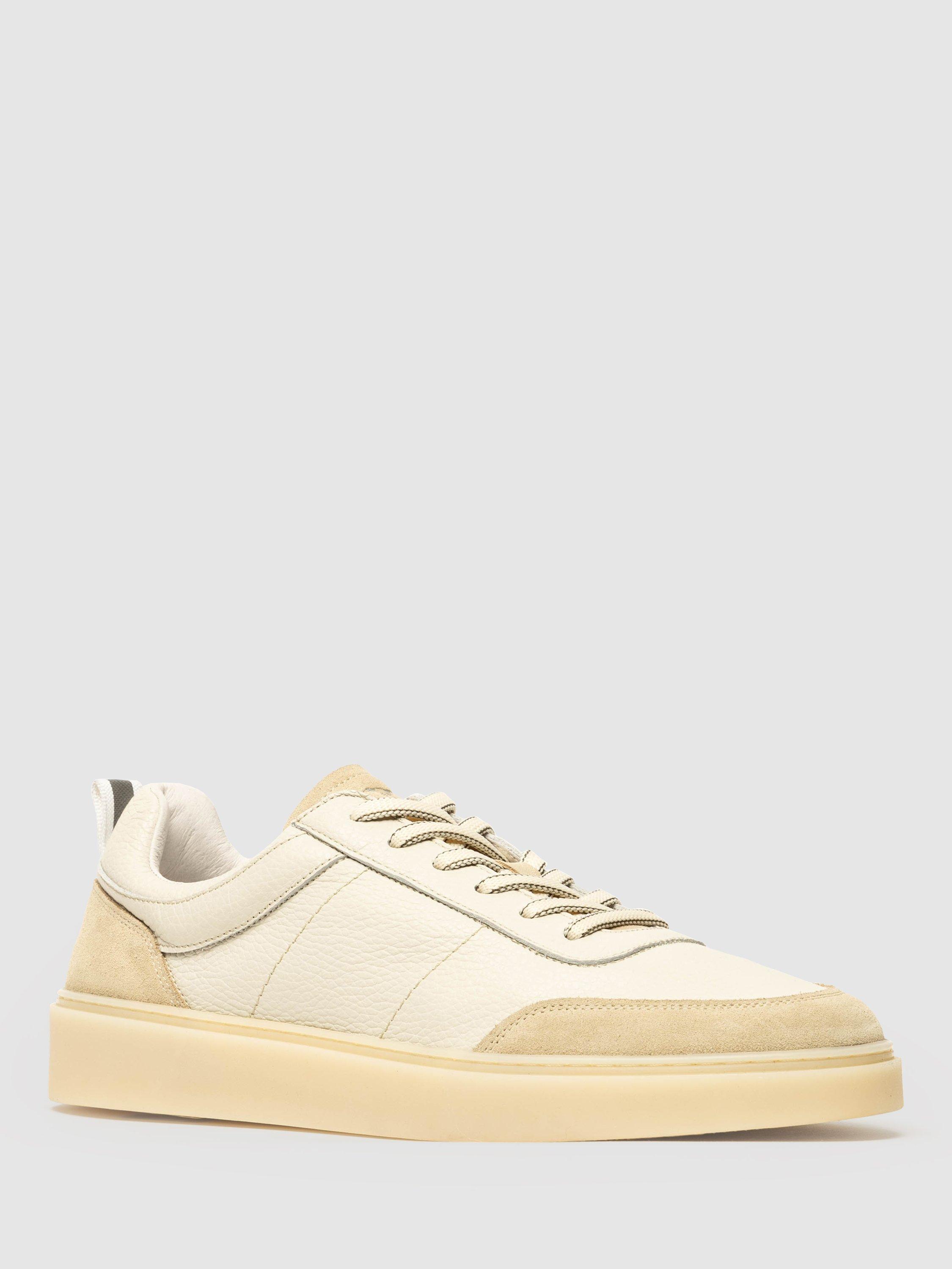 Product image 2 of 9, which shows Rodd & Gunn Vermont Leather Lace Up Trainers, Cream, 7