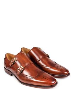 Simon Carter Spaniel Leather Monk Shoes - view 2, Tan