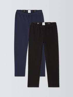 John Lewis Kids' Brushed Back Leggings, Pack of 2, Navy, Black, Navy, Black