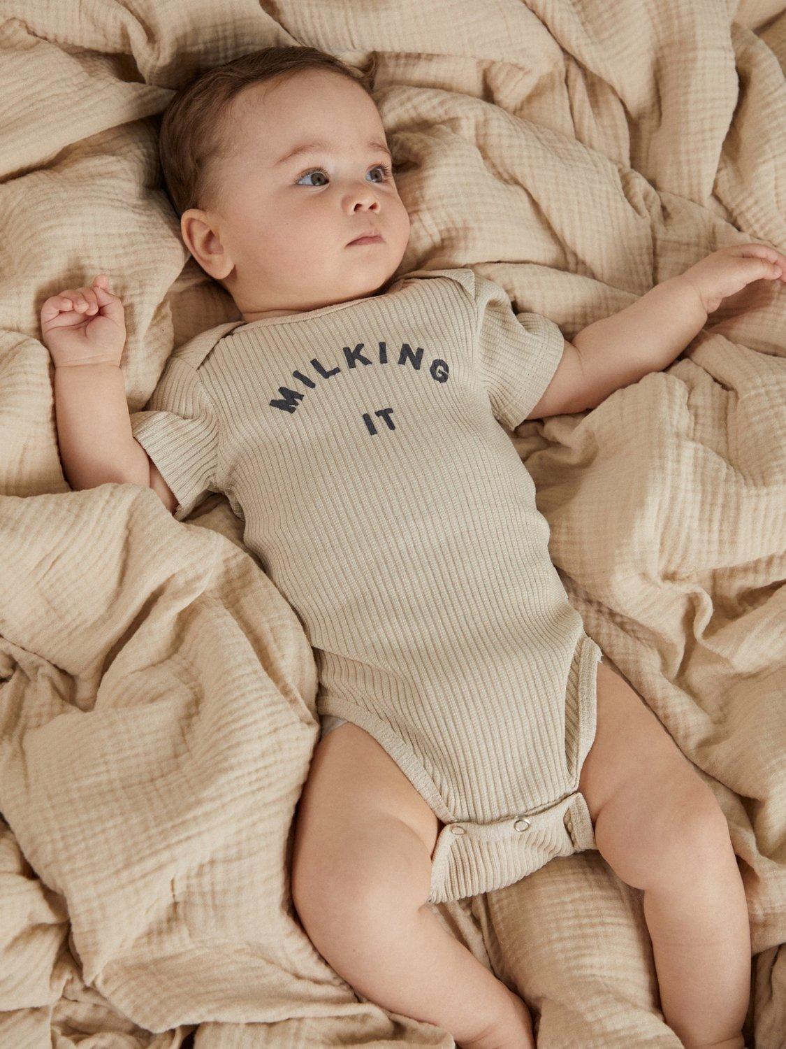Product image 1 of 5, which shows Claude & Co Baby Milking It Bodysuit, Oat, 0-3 months