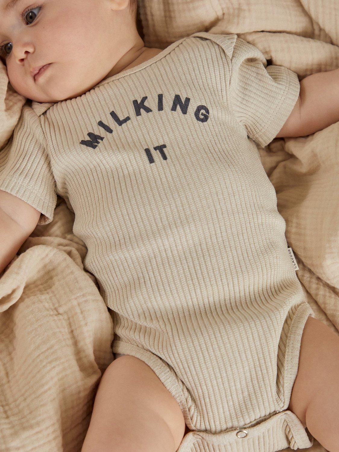 Product image 2 of 5, which shows Claude & Co Baby Milking It Bodysuit, Oat, 0-3 months