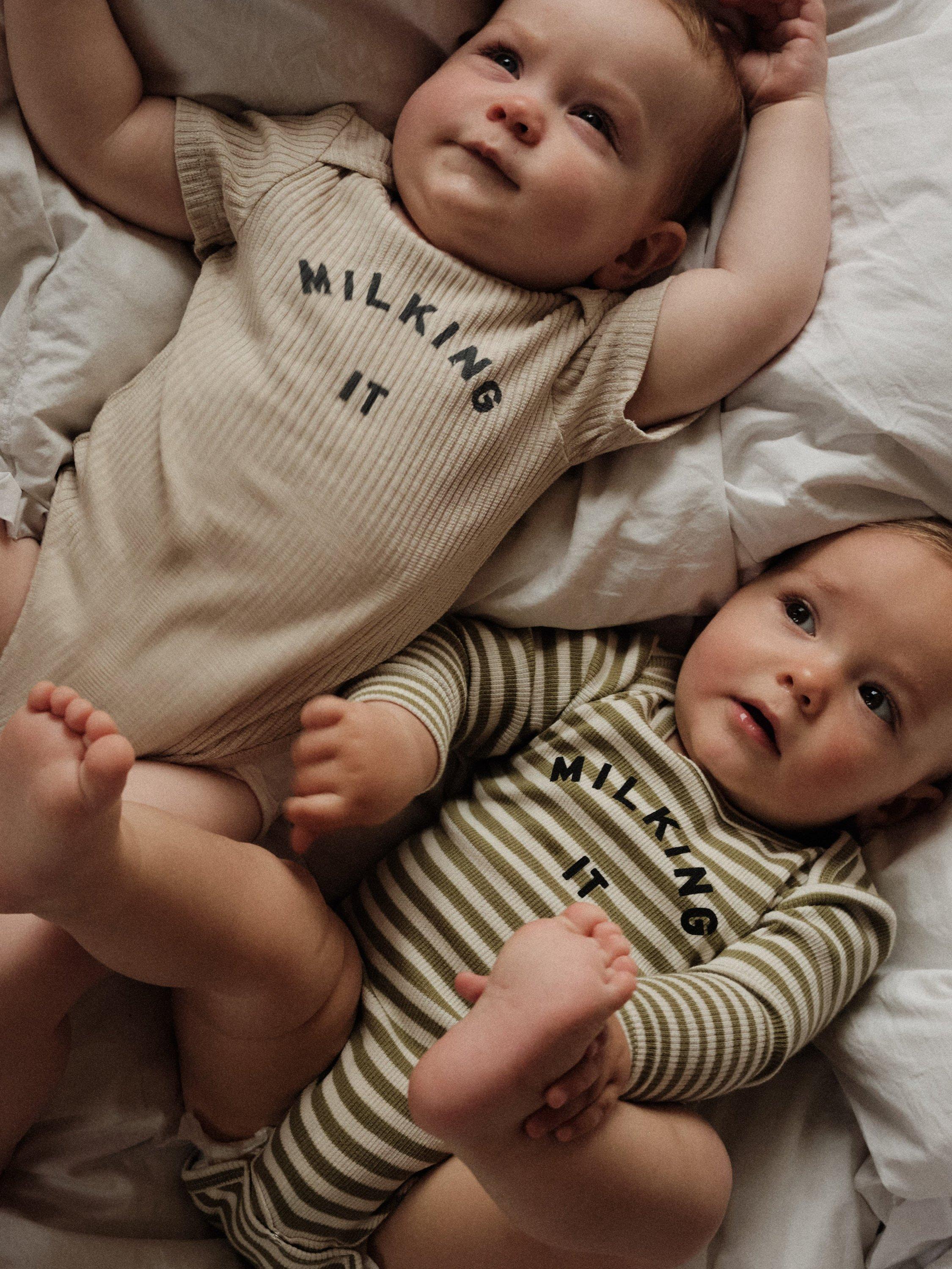 Product image 4 of 5, which shows Claude & Co Baby Milking It Bodysuit, Oat, 0-3 months