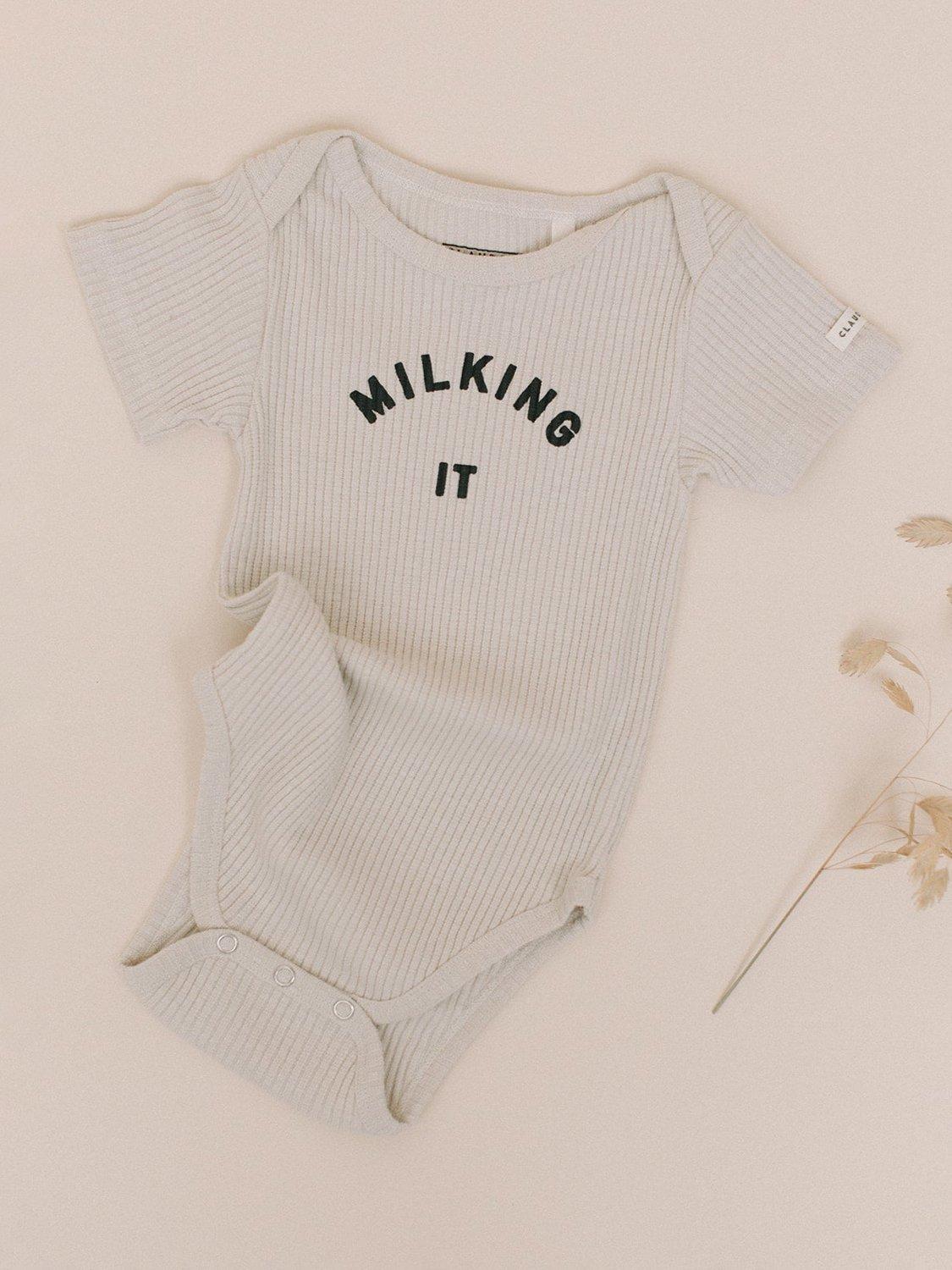Product image 5 of 5, which shows Claude & Co Baby Milking It Bodysuit, Oat, 0-3 months