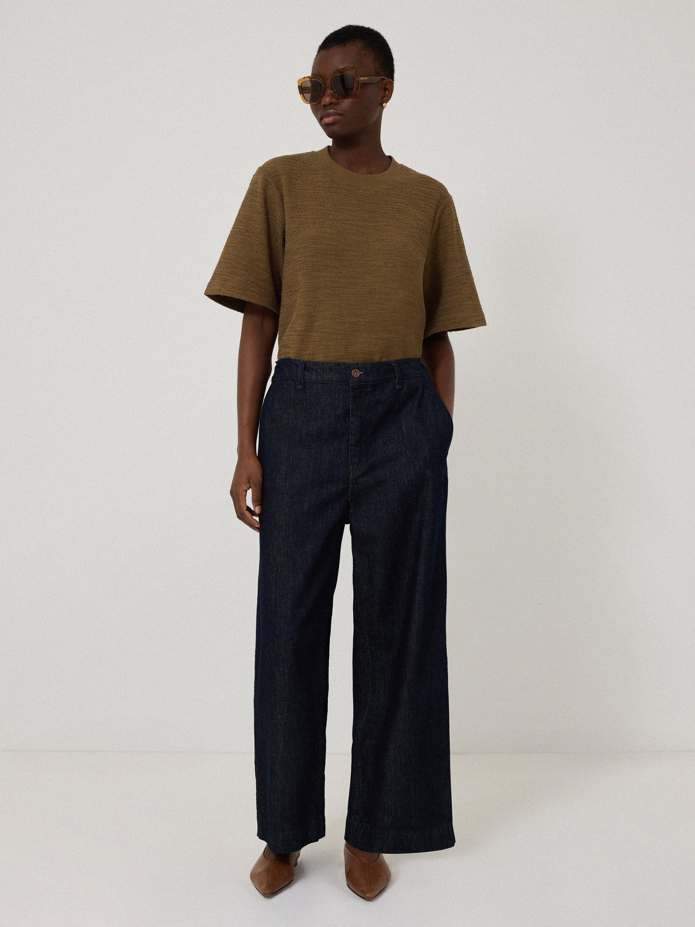 Product image 6 of 7, which shows Jigsaw Textured Relaxed Fit T-Shirt, Khaki, XS