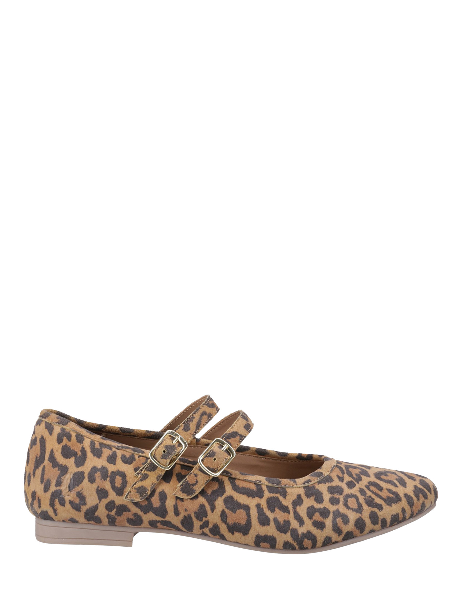 Product image 1 of 4, which shows Hush Puppies Nancy Leopard Print Mary Jane Ballerina Pumps, Tan, 3