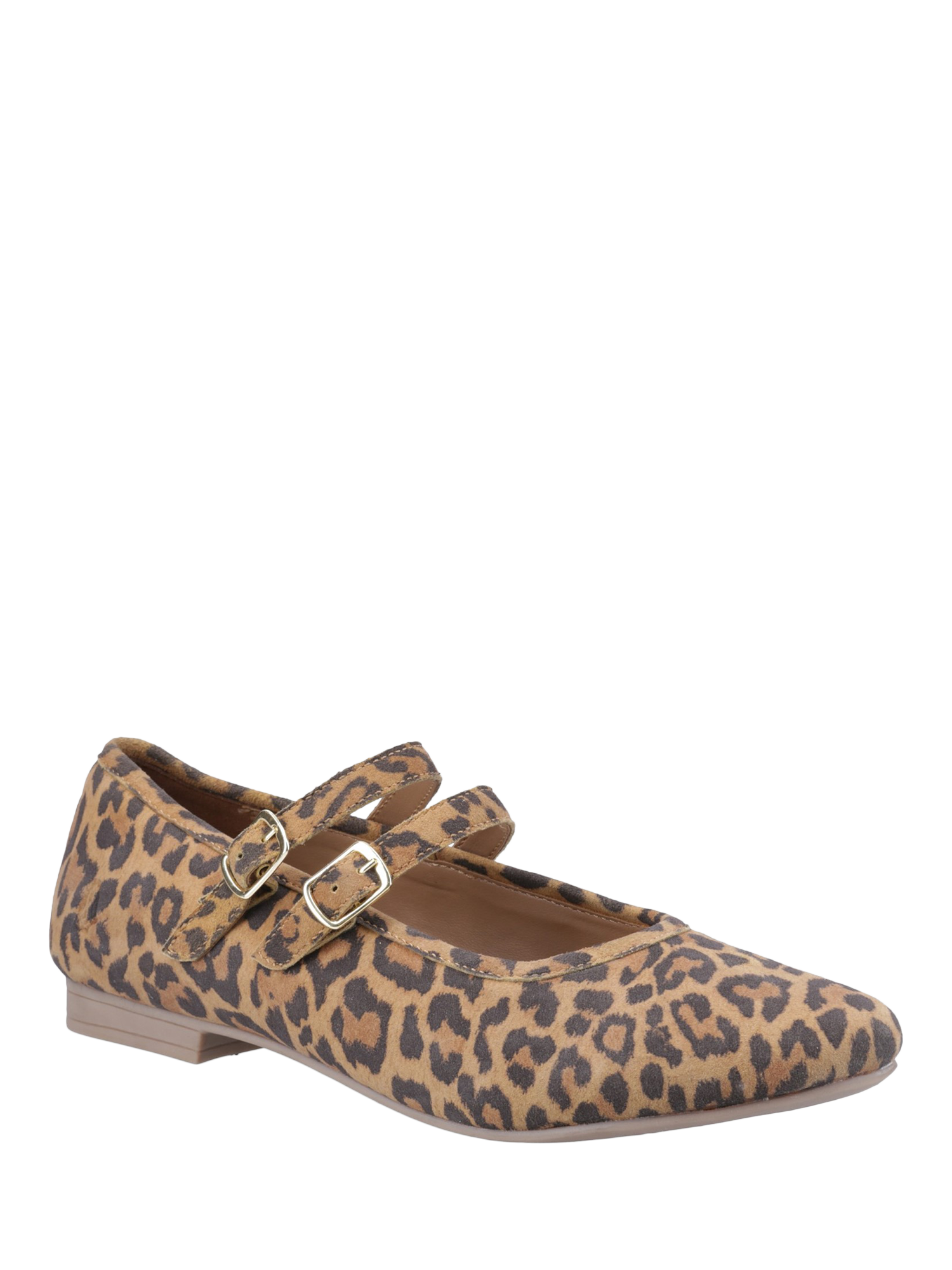 Product image 2 of 4, which shows Hush Puppies Nancy Leopard Print Mary Jane Ballerina Pumps, Tan, 3