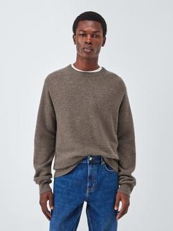 John Lewis Cashmere Crew Neck Textured Jumper, Oatmeal