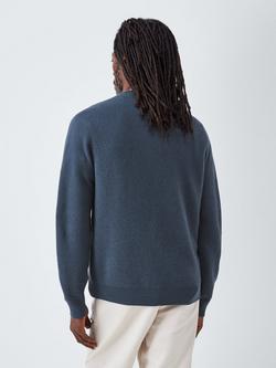John Lewis Cashmere Crew Neck Textured Jumper - view 2, Blue Slate