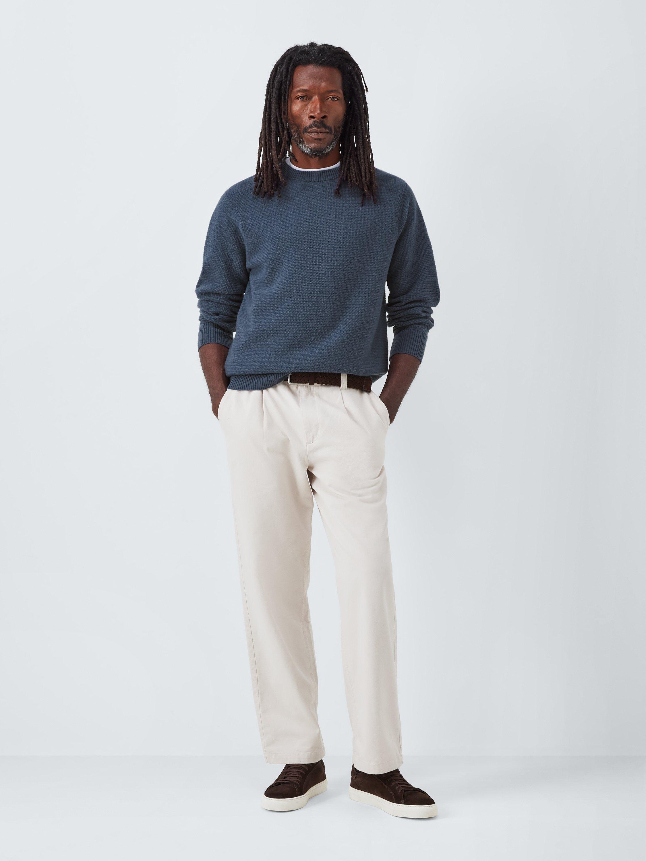 Product image 4 of 7, which shows John Lewis Cashmere Crew Neck Textured Jumper, Blue Slate, M