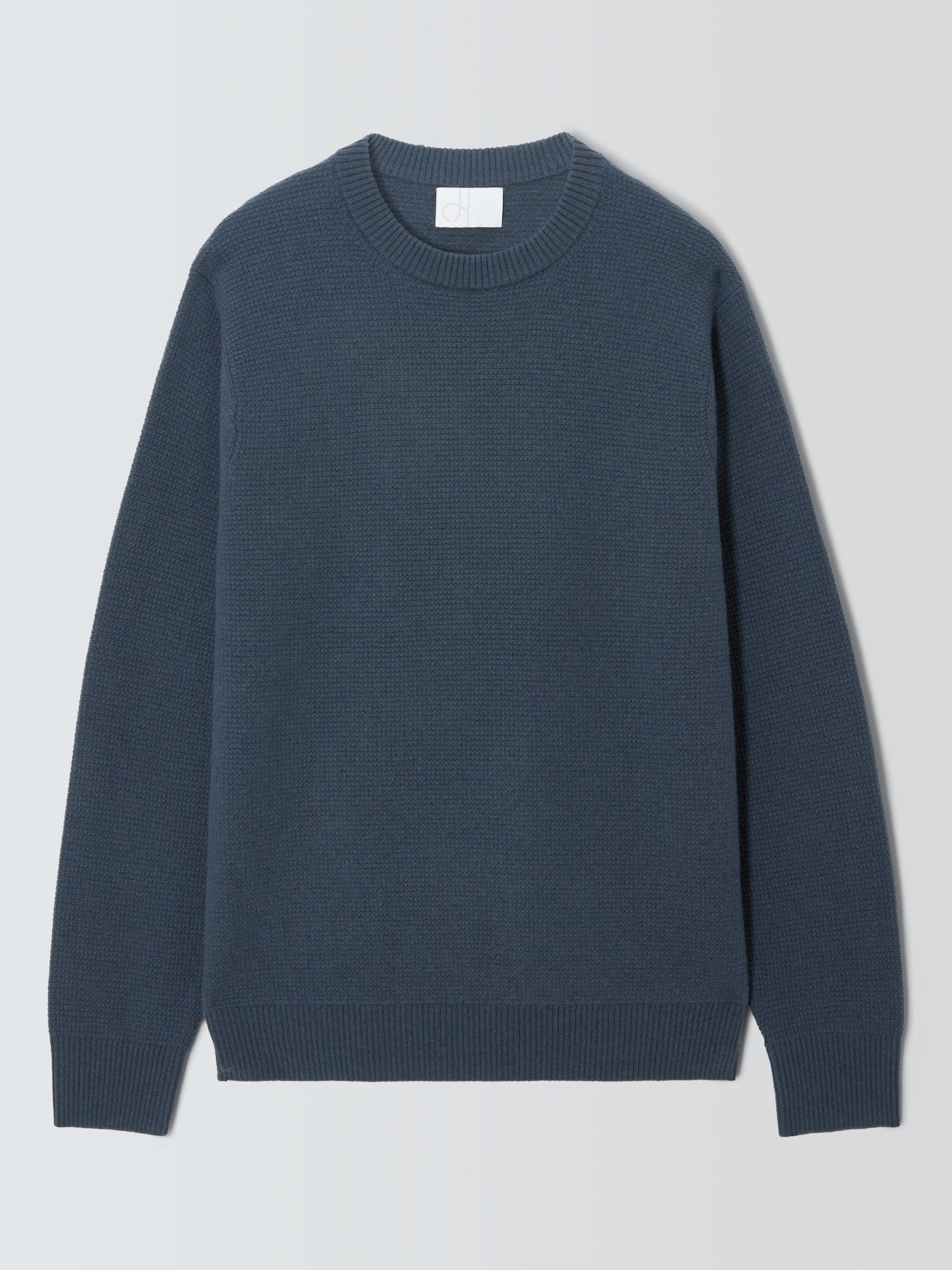 Product image 5 of 7, which shows John Lewis Cashmere Crew Neck Textured Jumper, Blue Slate, M