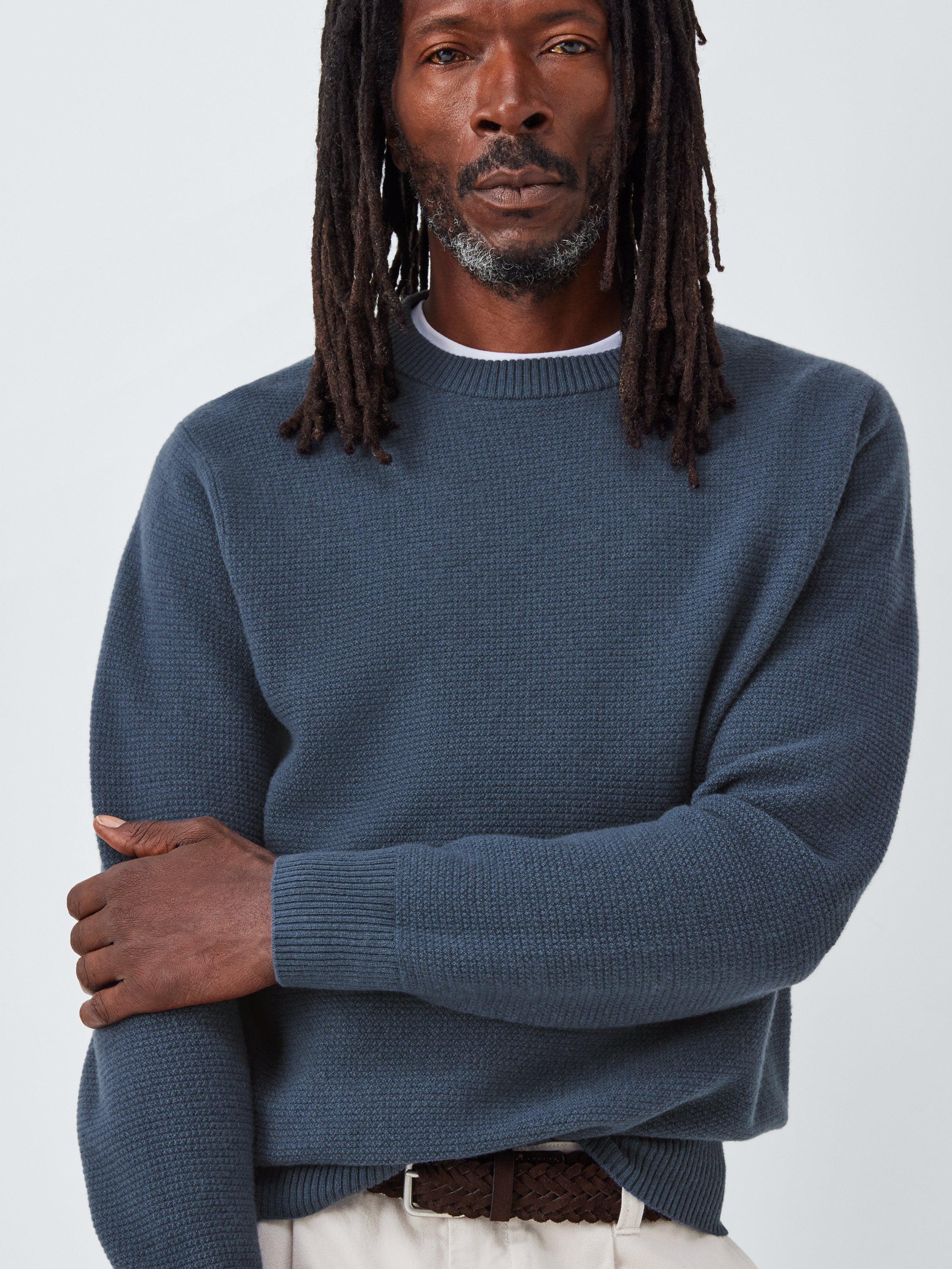 Product image 6 of 7, which shows John Lewis Cashmere Crew Neck Textured Jumper, Blue Slate, M