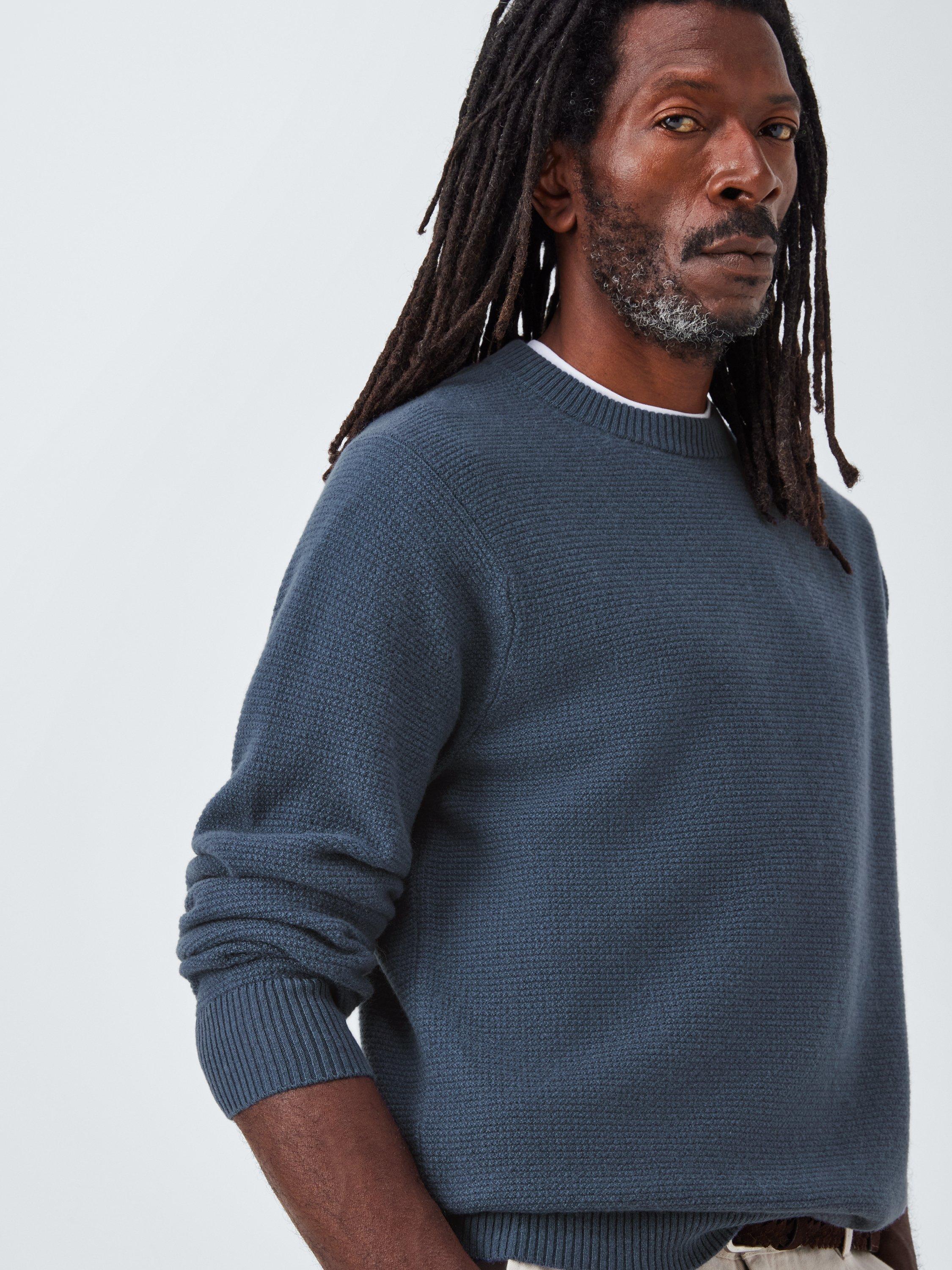 Product image 7 of 7, which shows John Lewis Cashmere Crew Neck Textured Jumper, Blue Slate, M
