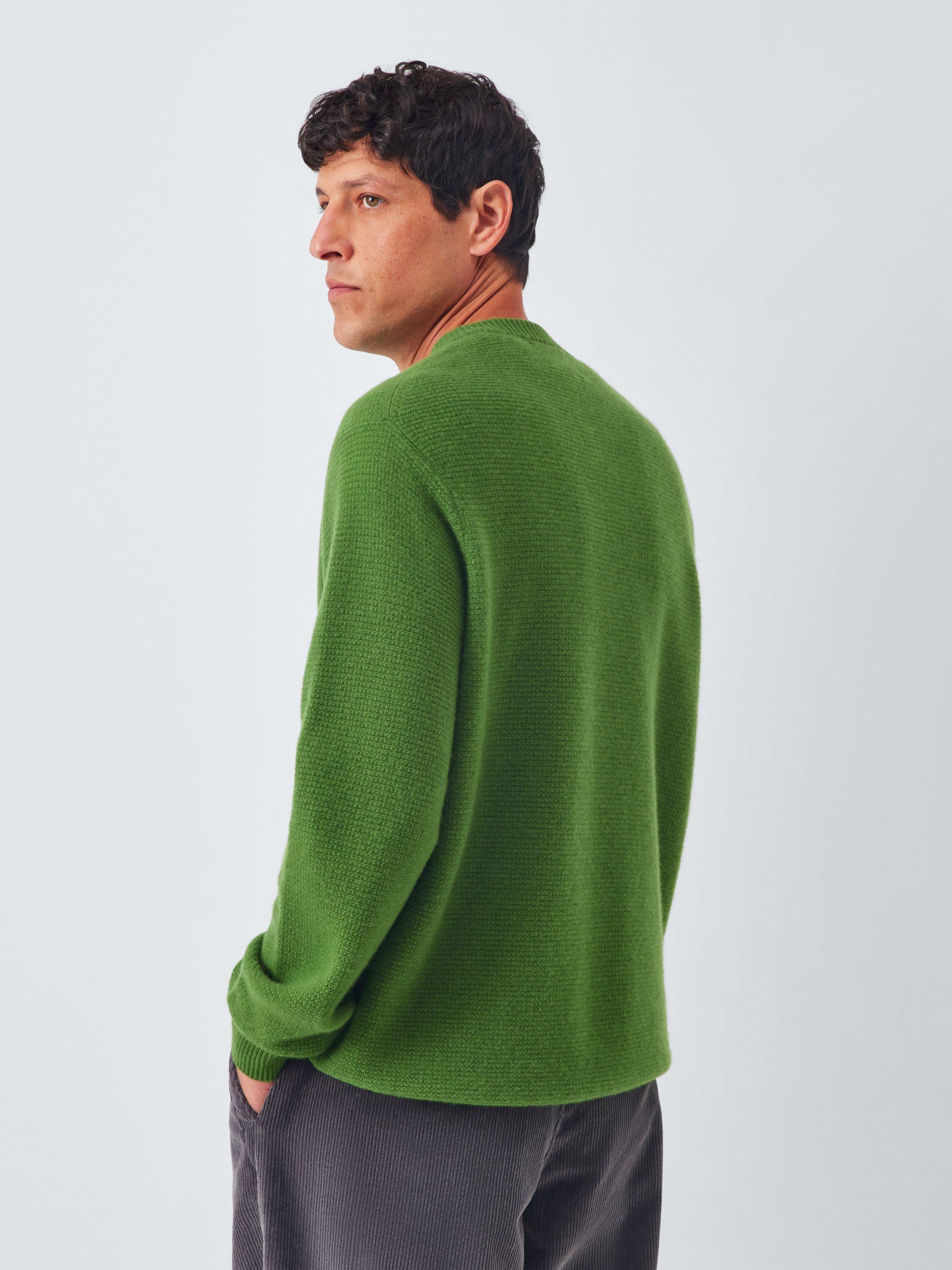 Product image 2 of 7, which shows John Lewis Cashmere Crew Neck Textured Jumper, Green, L
