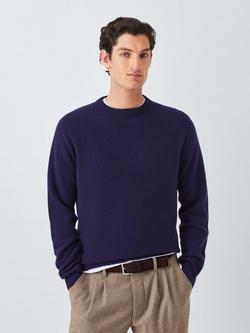 John Lewis Cashmere Crew Neck Textured Jumper, Purple