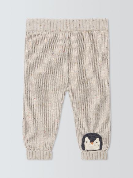 John Lewis Baby Penguin Knit Leggings, Natural, Natural