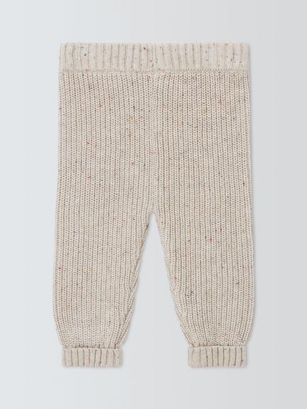 John Lewis Baby Penguin Knit Leggings, Natural - view 2, Natural