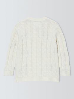 John Lewis Baby Embroidered Christmas Cardigan, Natural - view 2, Natural