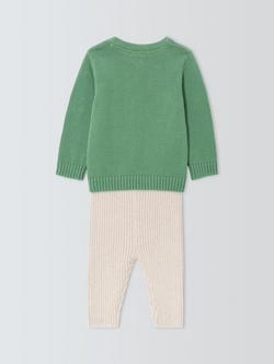 John Lewis Baby Christmas Tree Crochet Knit Jumper & Leggings Set, Green - view 2, Green