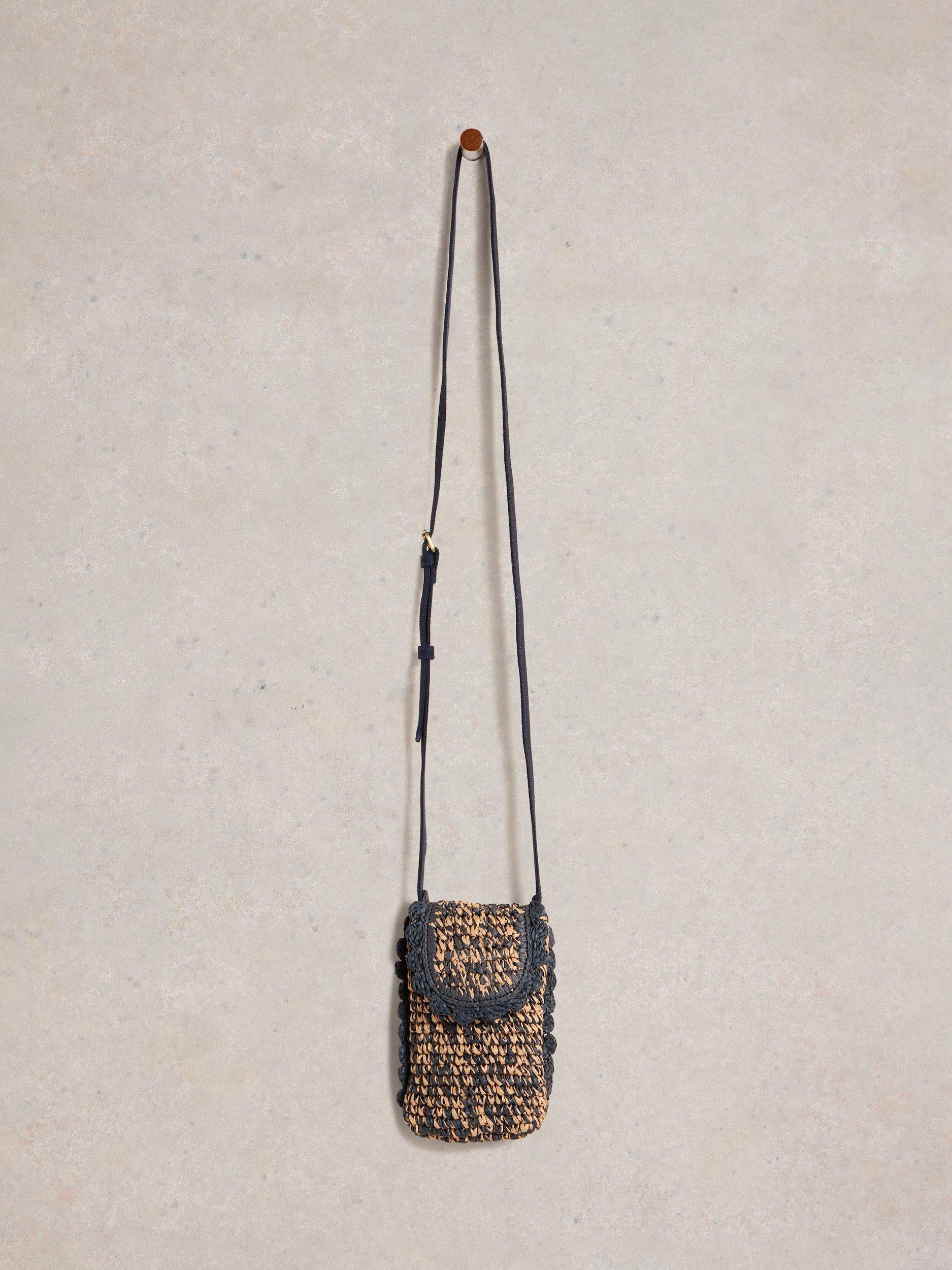 White Stuff Coco Stripe Raffia Phone Bag, Multi