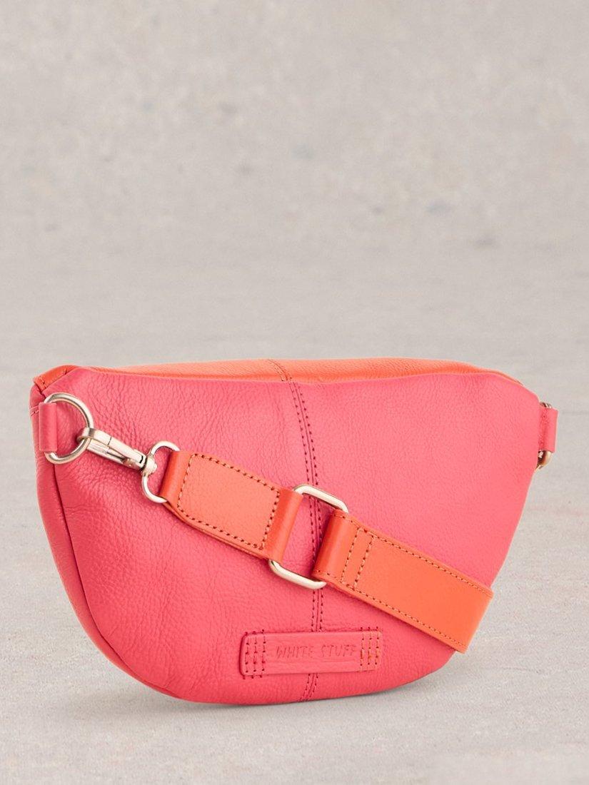 Product image 2 of 4, which shows White Stuff Mini Sebby Leather Sling Bag, Pink/Orange, One Size