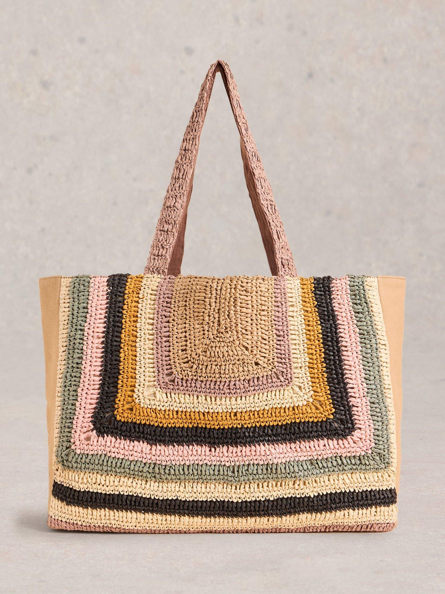 Product image 1 of 4, which shows White Stuff Gracie Crochet Tote Bag, Natural/Multi