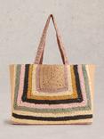 White Stuff Gracie Crochet Tote Bag, Natural/Multi
