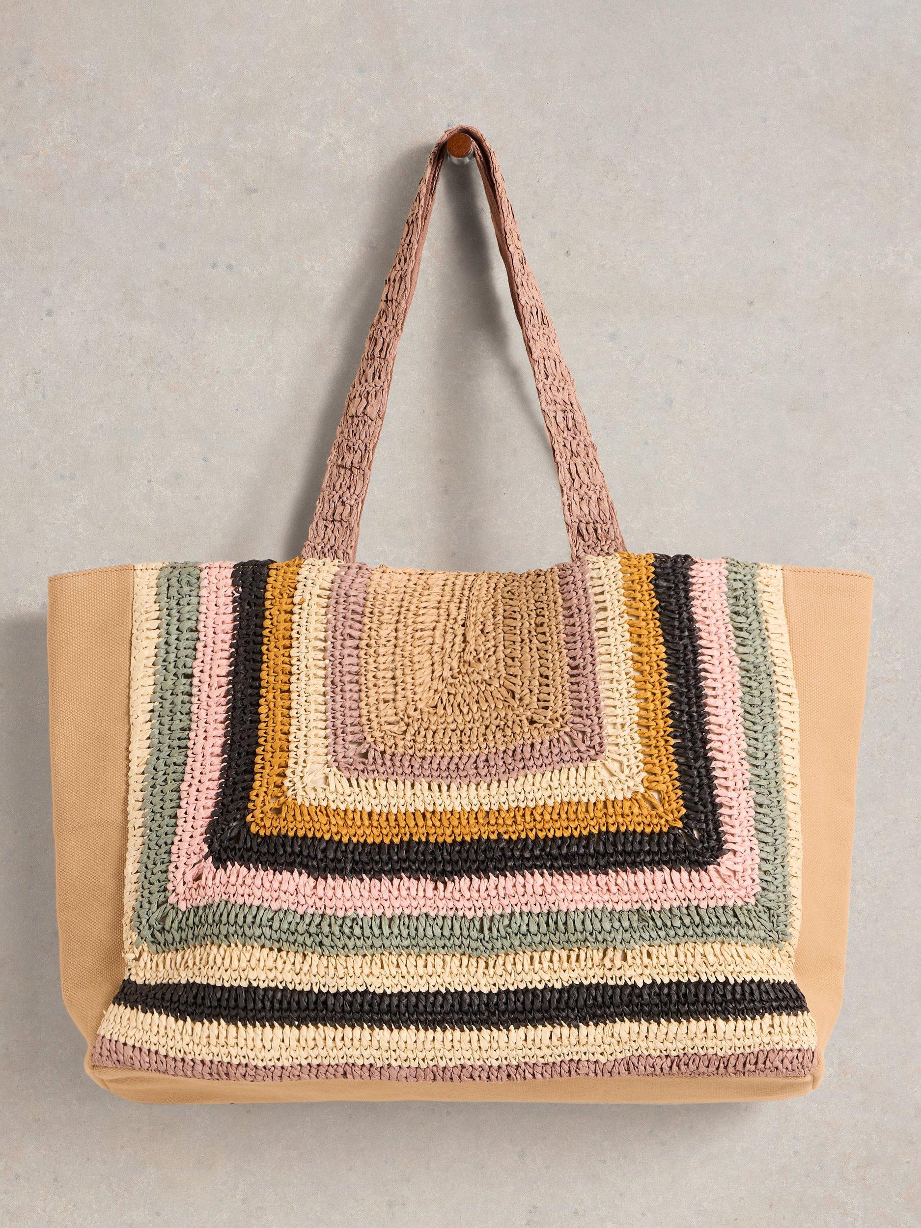 Product image 4 of 4, which shows White Stuff Gracie Crochet Tote Bag, Natural/Multi