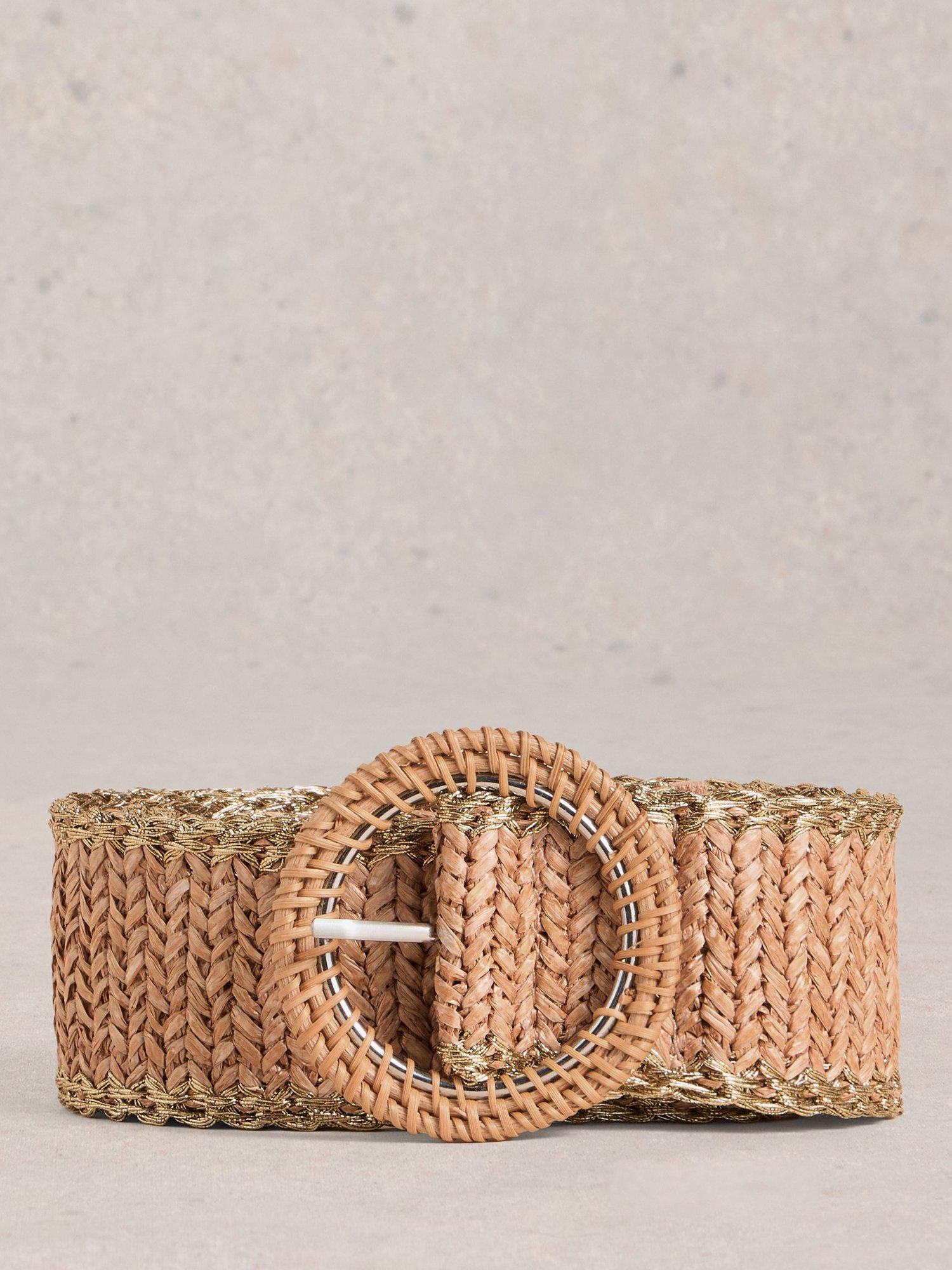 White Stuff Woven Raffia Belt, Light Natural