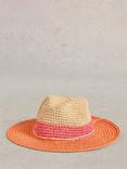 White Stuff Colour Block Fedora, Pink/Multi