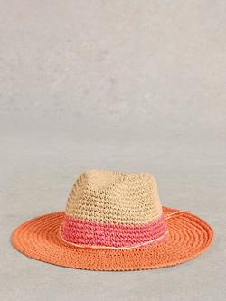 White Stuff Colour Block Fedora, Pink/Multi, Pink/Multi