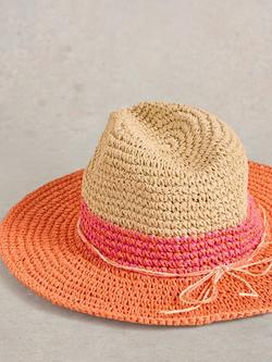 White Stuff Colour Block Fedora, Pink/Multi - view 2, Pink/Multi