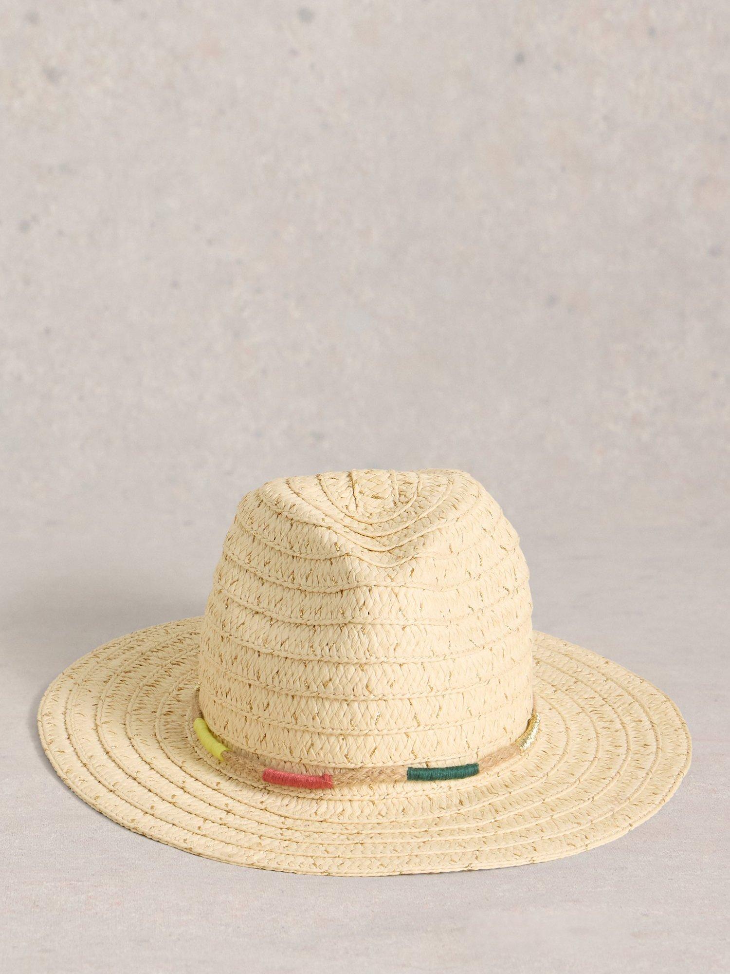 White Stuff Metallic Band Straw Fedora, Multi