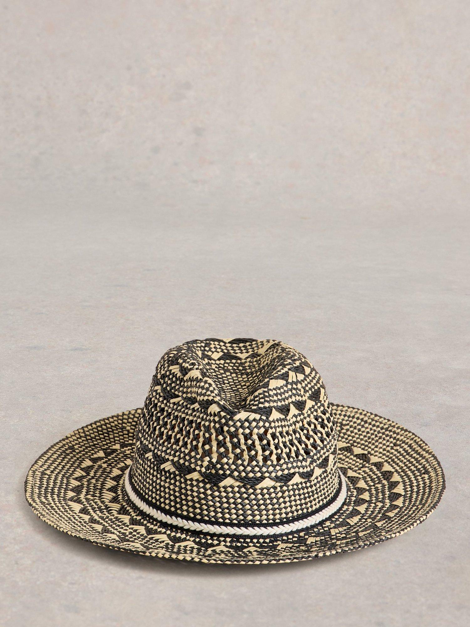 Product image 1 of 2, which shows White Stuff Mosaic Fedora, Black/Multi