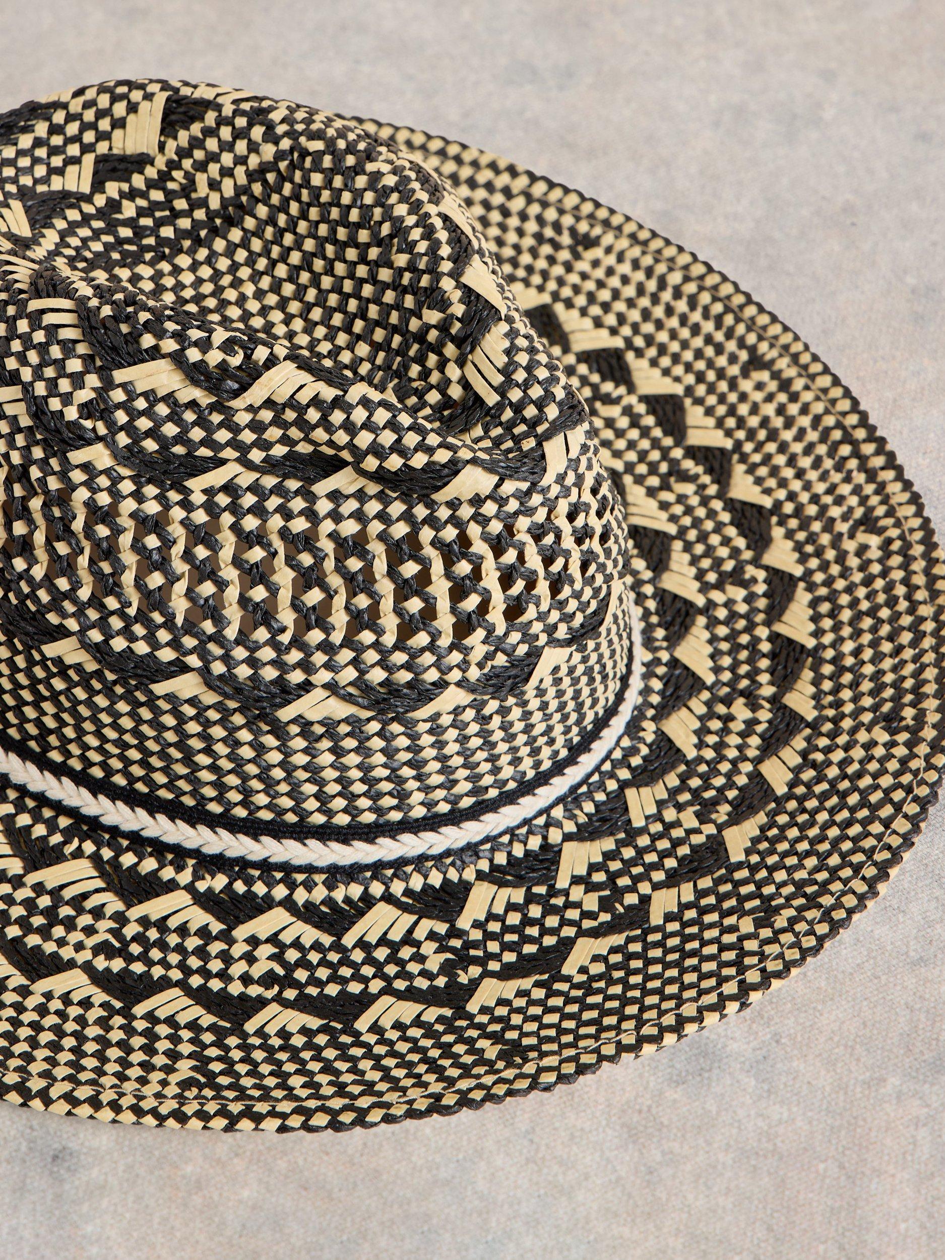 Product image 2 of 2, which shows White Stuff Mosaic Fedora, Black/Multi